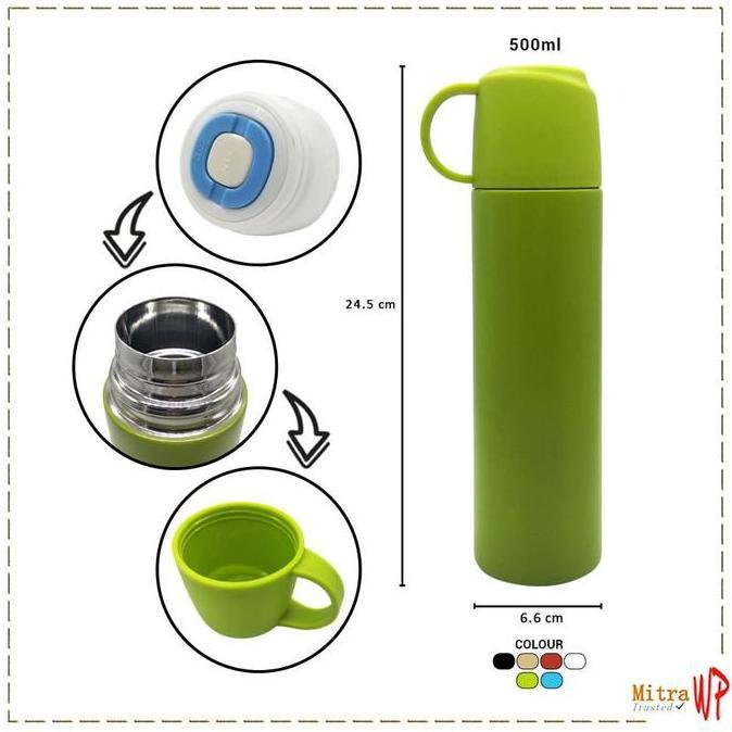Termos Air Panas Polos Gelas Tutup Cangkir Vacuum Cup 500ml H-557