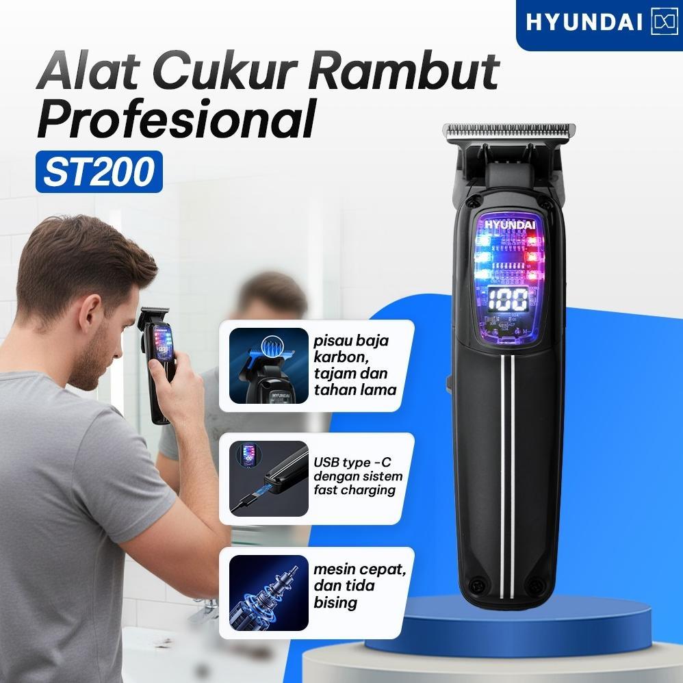 HYUNDAI - Alat Cukur Rambut Elektrik, Pisau Cukur Rambut Elektrik 4 Sisir, Cukur Rambut Portable, Al