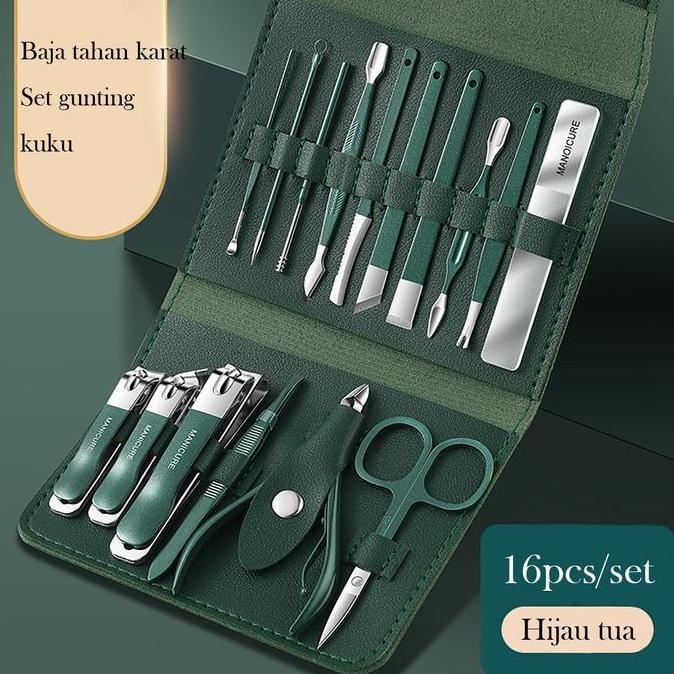 NUNNALLY- Gunting kuku, 16pcsSet gunting kuku, gunting kuku, sendok telinga, perlengkapan rumah tang