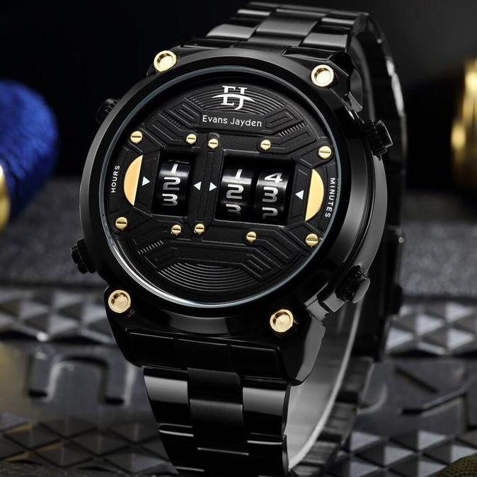 Buy 1 Get 1  Evans Jayden Jam Tangan Pria 9424 Rantai Stainless Steel Turbine Water Resistant 3ATM W