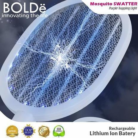 Raket Nyamuk Bolde Swatter 2 in 1 Raket Nyamuk Otomatis Bolde