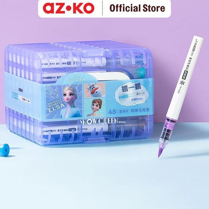 AZKO Ataru Set 48 Pcs Spidol Polymark Frozen - Biru Pena Ballpoint Pen Bolpoin Alat Tulis Lucu EJ
