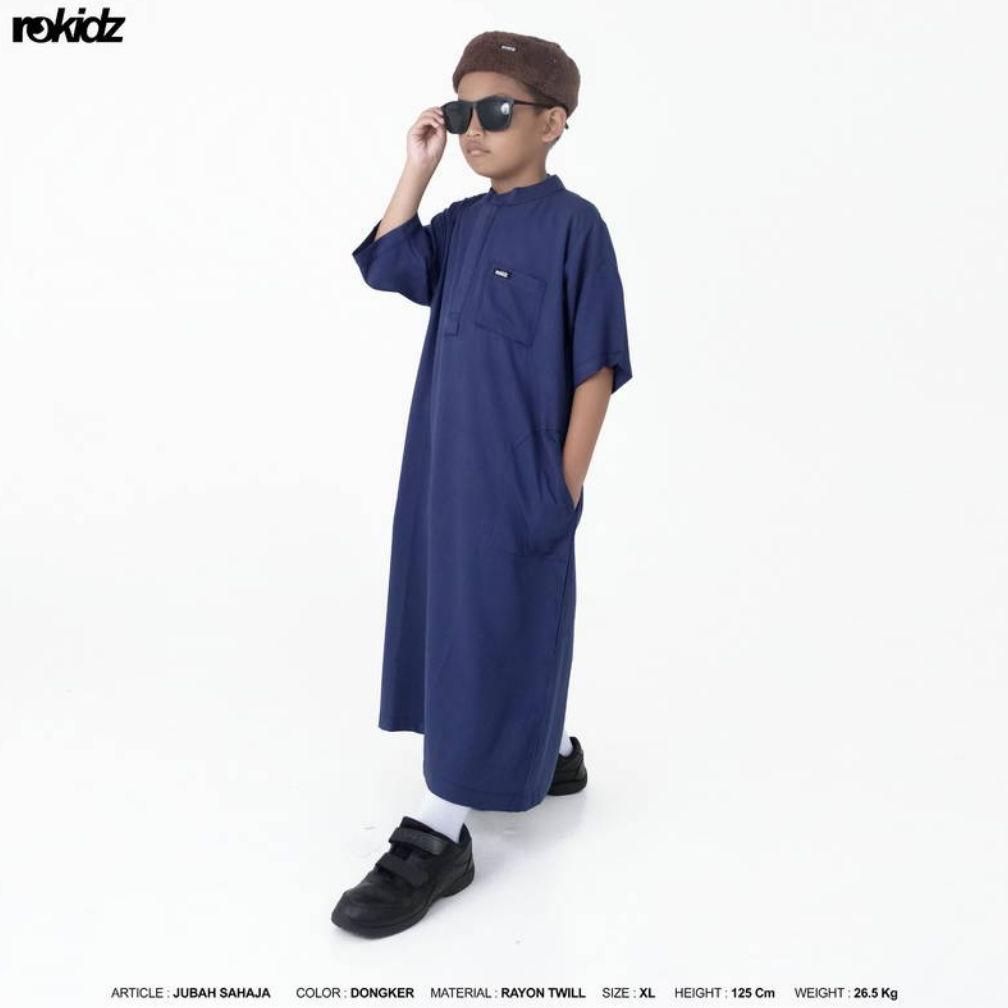 ROKIDZ Jubah Gamis Anak Laki - Laki Umur 4 - 12 tahun Polos Jubah Sahaja Anak Pria Bahan Katun Rayon