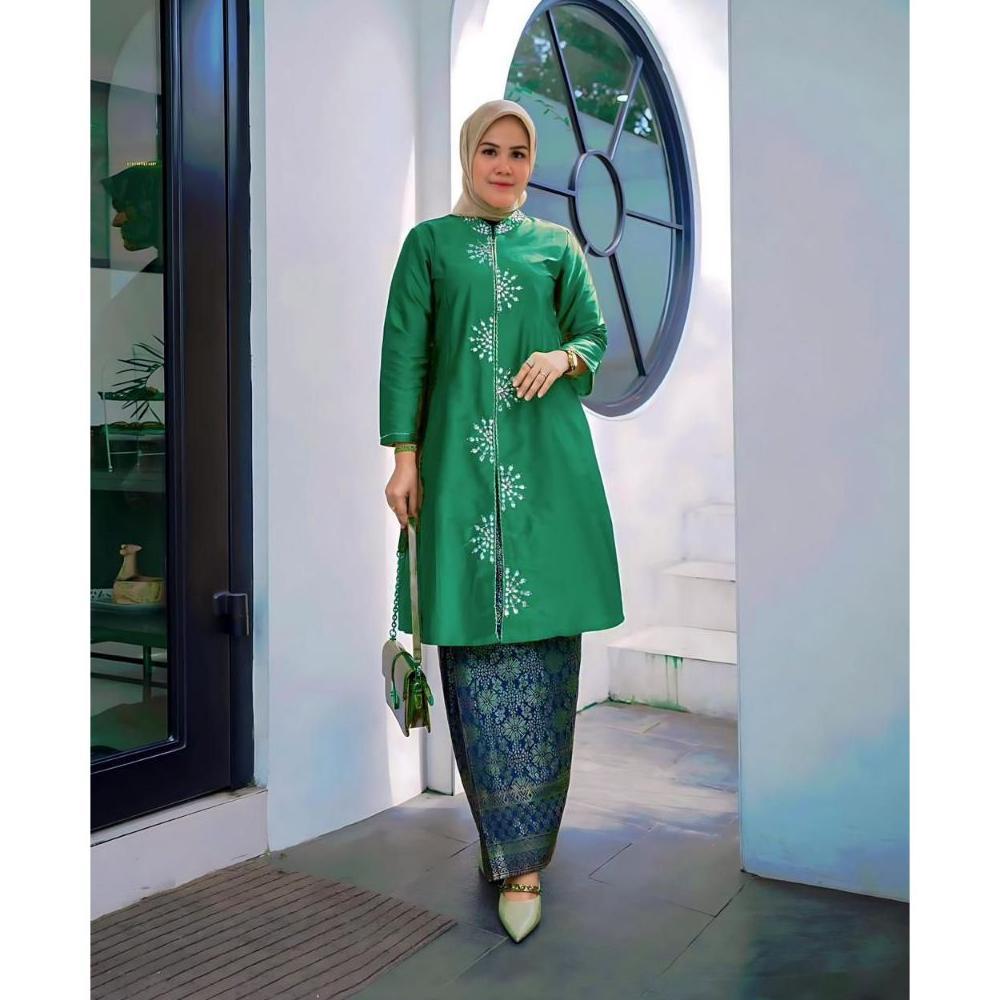 Atasan Baju Kurung Malaysia Tunik Rosalie Full Payet Set Baju Kurung Songket Serian Warna Terbaru