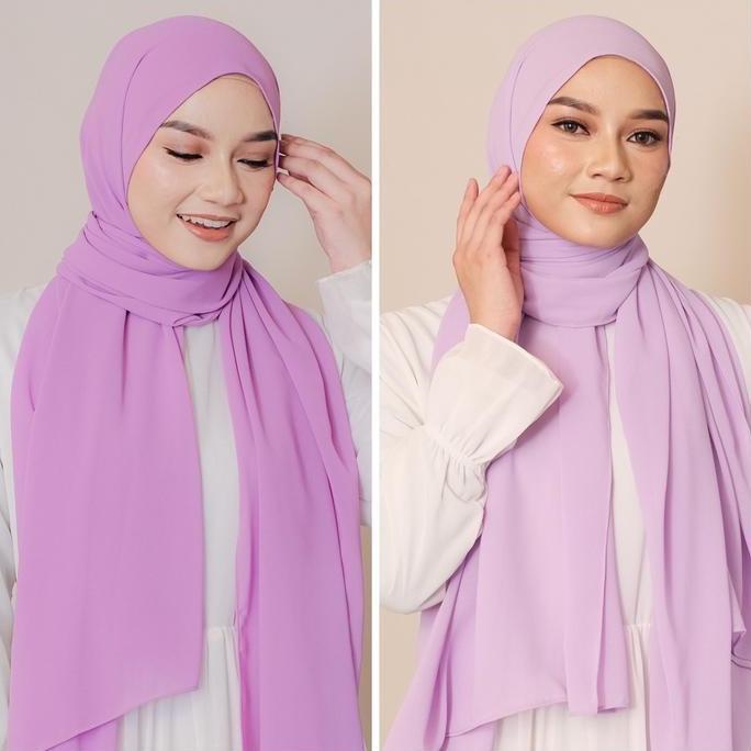 DI158 >> SOFT LILAC / LILAC Pashmina Ceruty Babydoll Premium ( Hijab Warna Lilac / Hijab Warna Soft 