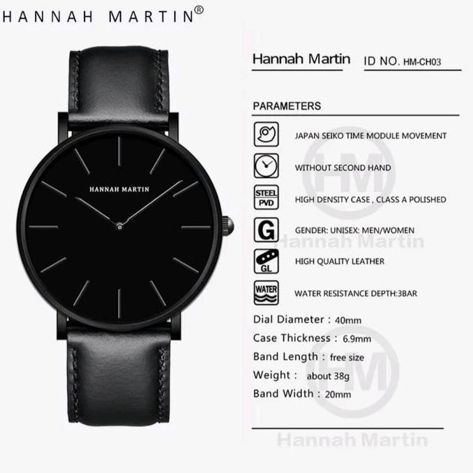 HANNAH MARTIN Jam Tangan Pria 100% Original Quartz Couple
