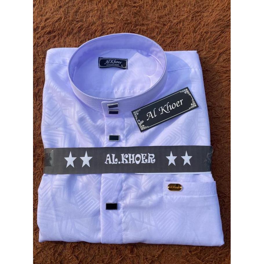 DS7 >> DISKON kemeja koko muslim kemeja formal putih bahan embos koko lebaran 2024 murah Motif Sulta