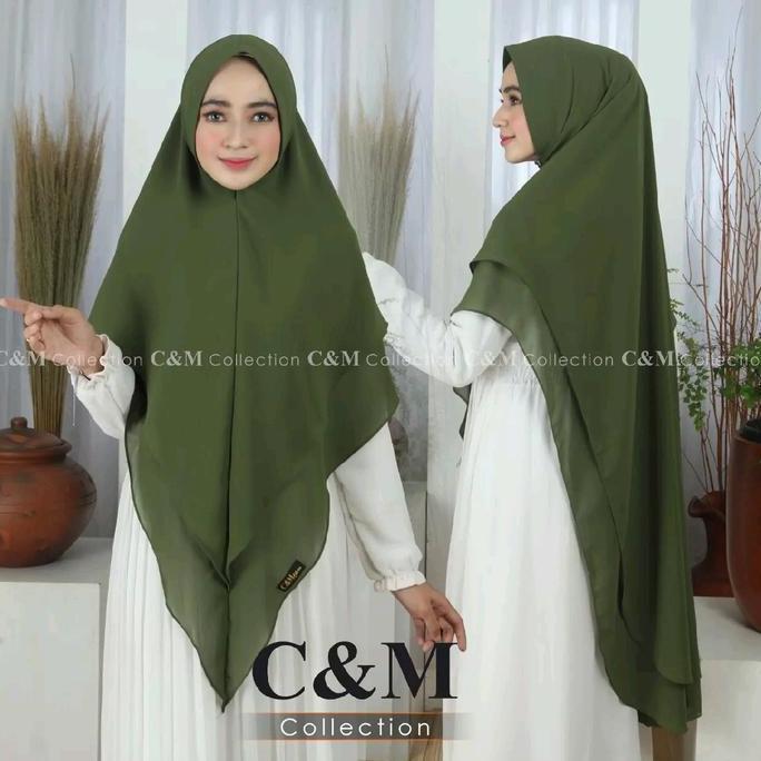 DS100 }} Khimar syahila jumbo 2 layer/ Khimar ceruty babydoll premium/ Khimar jumbo 2 layer pet ante