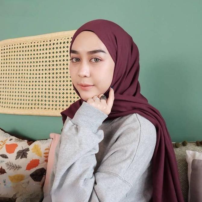 DF288>> MAUVE Hijab Pashmina Ceruty Babydoll Premium ( Hijab Warna Mauve , Black, Broken White, Burg