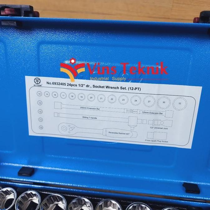 SOCKET SET ACTION KUNCI SOCKET SET 1/2 inch 8-32mm 24pcs