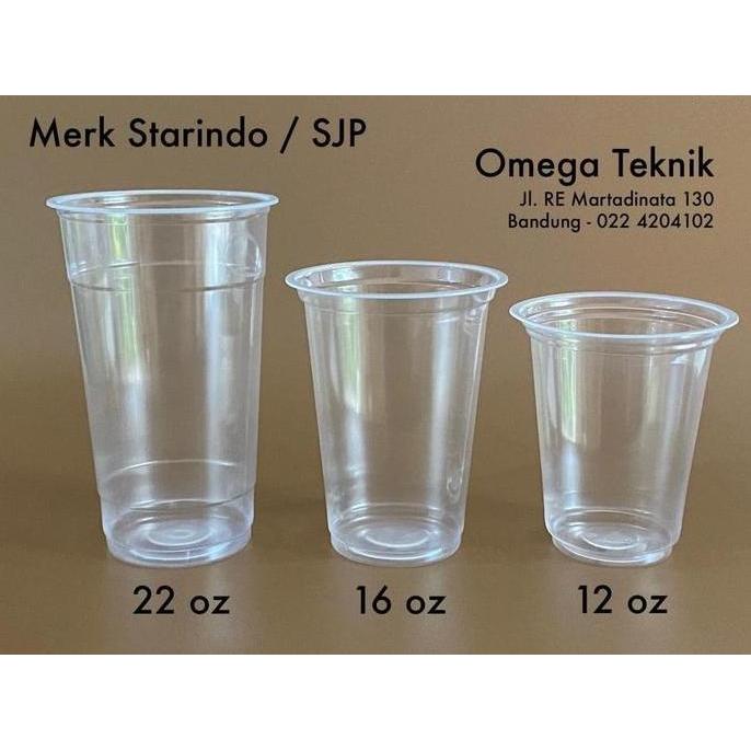Cup gelas plastik Starindo 12/14/16/22 oz 1 dus 1000pcs TEBAL MURAH