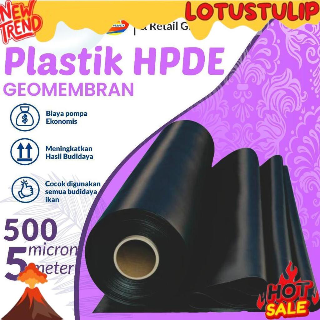 Terlaris GEOMEMBRAN HDPE TEBAL 500 MICRON LEBAR 5 METER