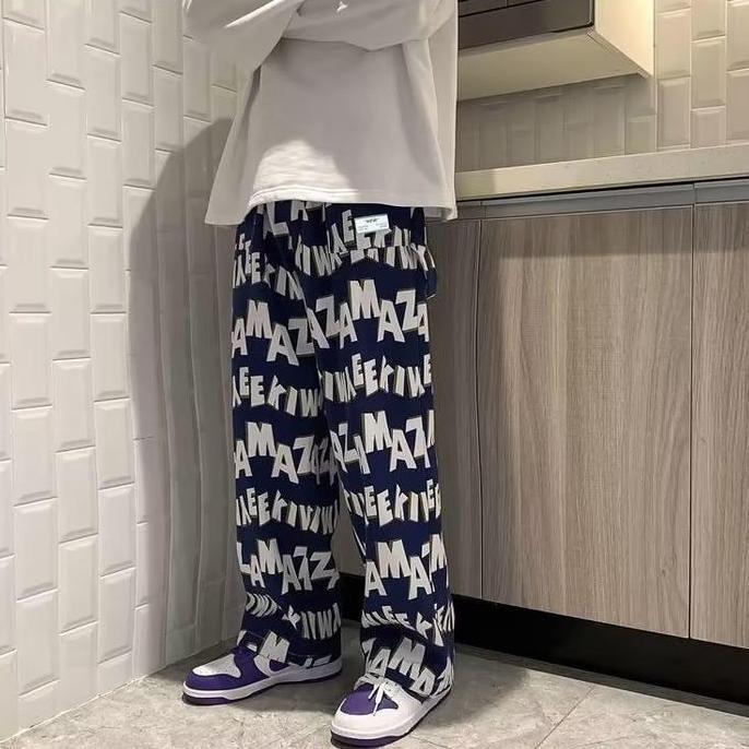 Celana Panjang Pria Celana Y2K Motif Celana Pria Korean Style Celana Baggy Pria Celana Hip Hop 2025