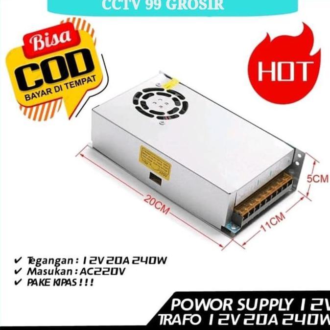 Power Supply 20A 12V Adaptor Central 20a 12v 12V/20A Jaring kipas