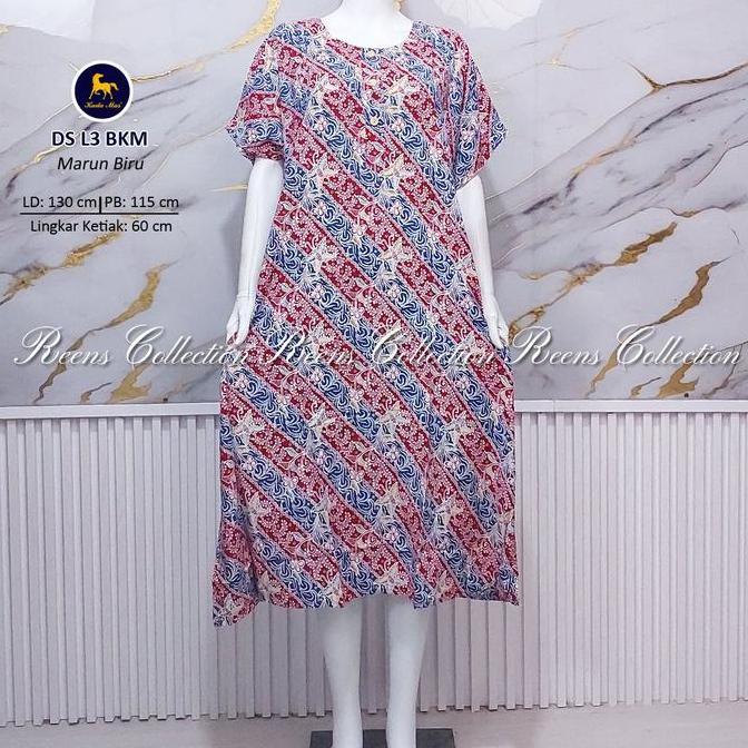 Daster Jumbo L3 Batik Kuda Mas | Daster Busui Ld 130 Cm Rayon Motif Premium