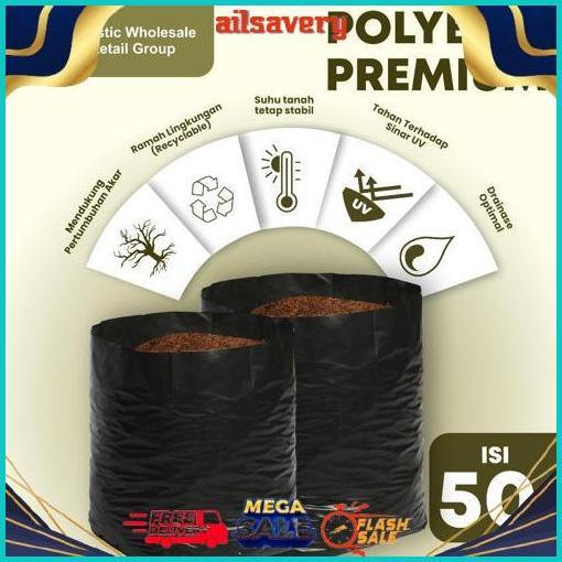 GROSIR Polybag Hitam Premium40 x 40 Isi 50 Lembar - Polybag Premium Hita,/Hitam