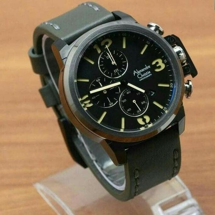 JAM TANGAN ALEXANDRE CHRISTIE AC6280 MC / AC 6280 SILVER GREEN LEATHER