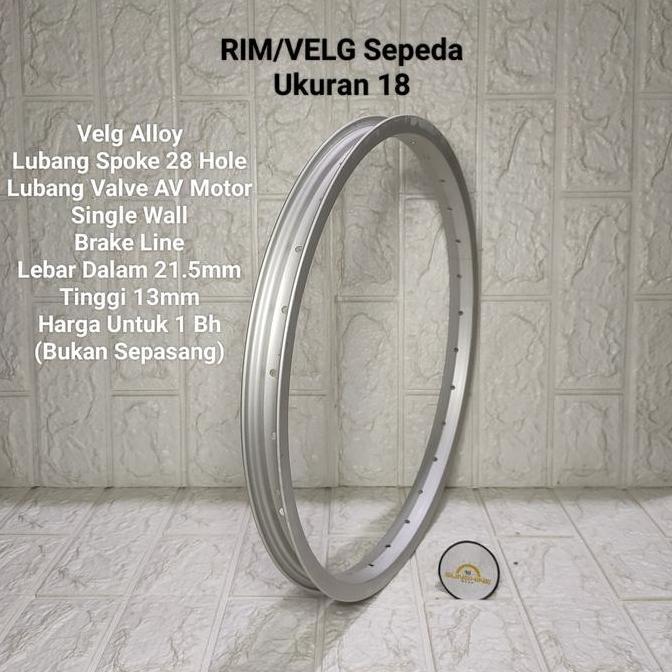 Promo Velg Rims 18 Alloy Silver Lubang 28H Valve Av Bisa V Dan U-Brake Sepeda Anak Bmx Mini Lipat Se