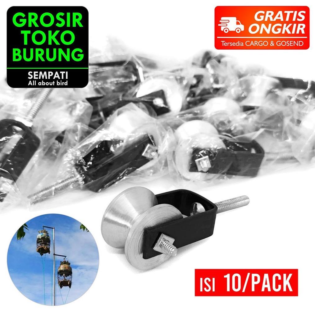 SEMPATI GROSIR Roda Katrol Alumunium Kecil Isi 10 Pcs Kerekan Gantangan Gantungan Sangkar Kandang Bu