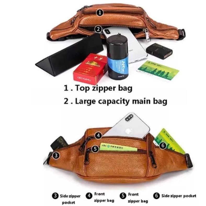 Tas Pinggang Kulit Sapi Asli Ukuran BesarTas Selempang Kulit Asli Waistbag Kulit Asli Pria Wanita