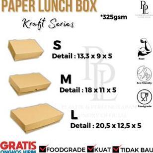 Paper Lunch Box Kraft Slip Laminasi | Kotak Makanan | Kertas Paper Kotak Makanan Coklat Uk Small, Me