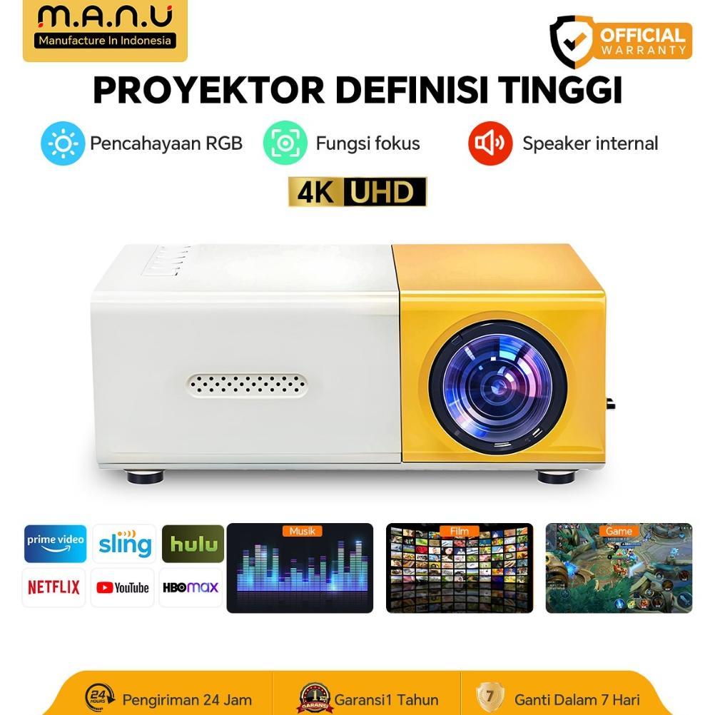 flaminggo shop MANU YG300 Proyektor Mini Portable Hp Android 4K HDMI Led Mini Proyektor Home Theater