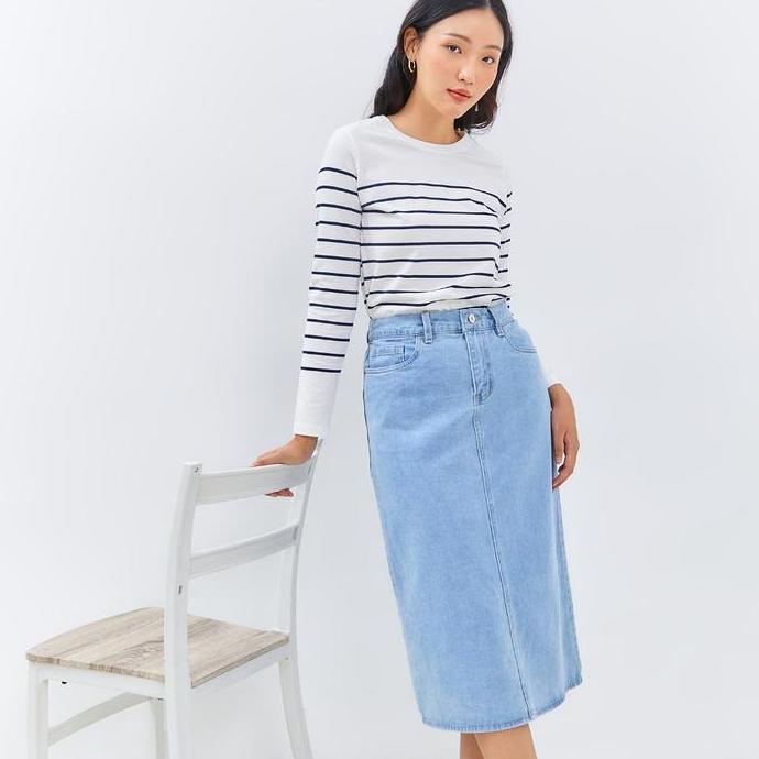 C2 Zissel Blue 7/8 Skirt Denim Wanita