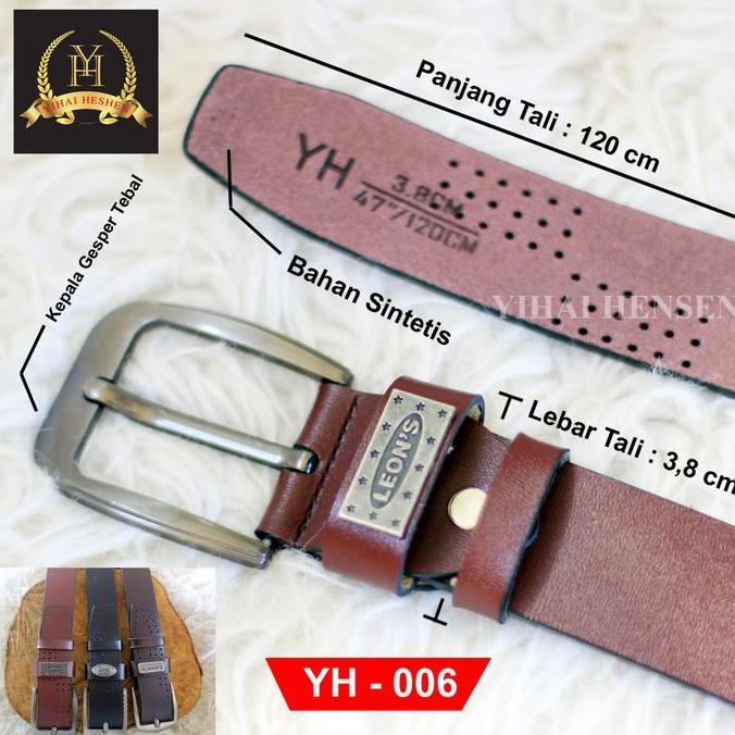 DF388>> [Y&H] Ikat Pinggang Pria Kulit Leather Hitam Belt Ban Ikat Pinggang