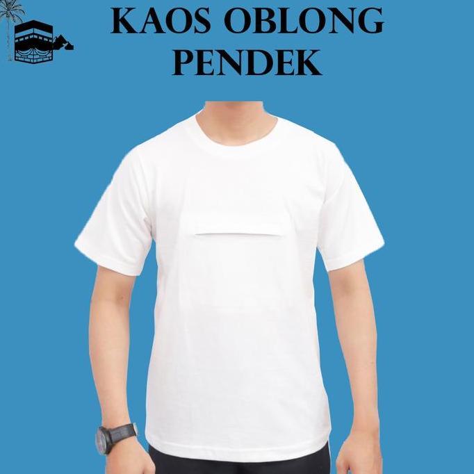 DB47>> Kaos Oblong Pendek Haji Umroh Kantong Depan Ardha Exclusive Putih Polos Pria Baju  Katun Dewa