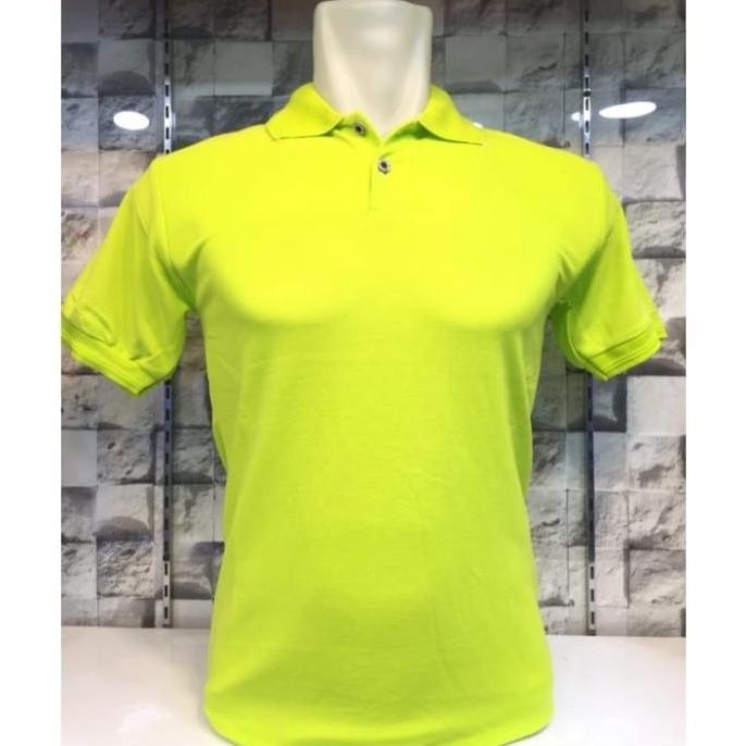 DE190 >> Kaos kerah FO POLOS Lengan Pendek Premium - HIJAU STABILO | HIJAU NEON