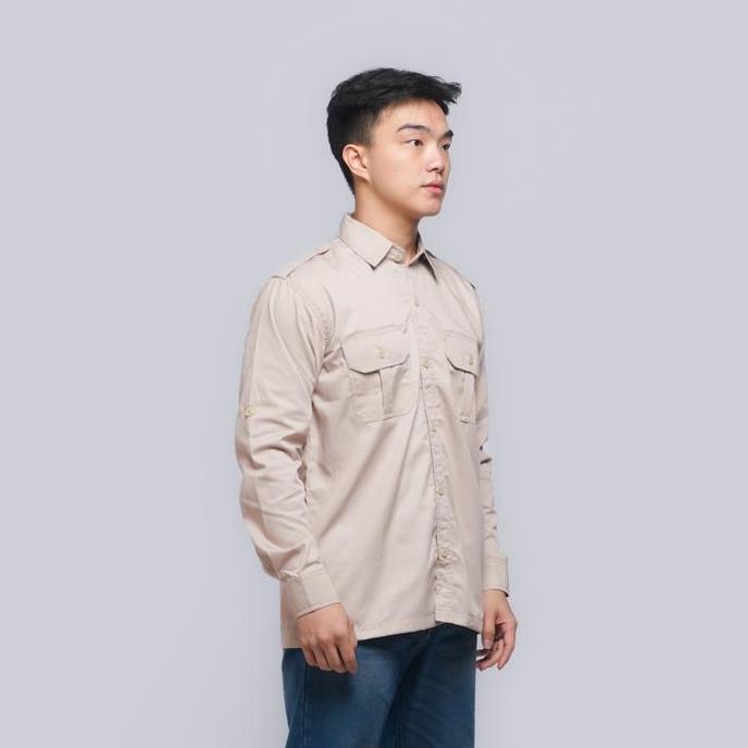 DR22>> Kemeja PDL Lapangan Baju Tactical Polos Safari Korsa Warna Coklat Krem