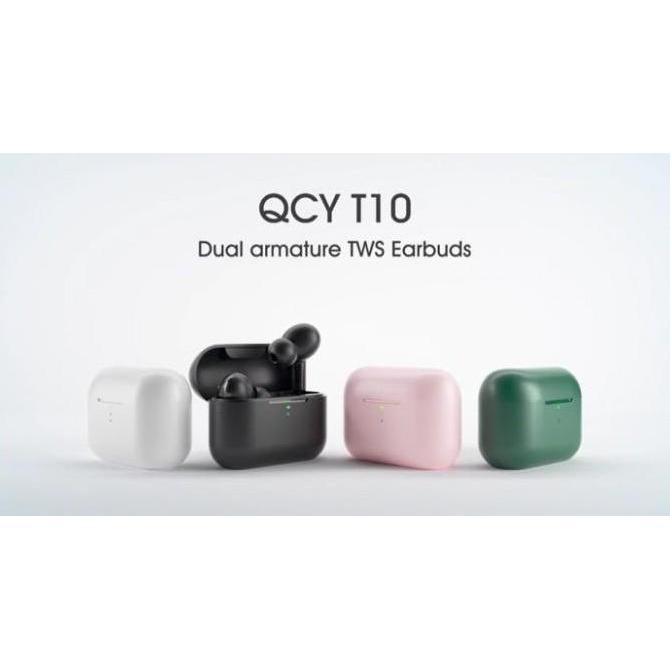 QCY T10 - Wireless Earphone Bluetooth 5.0 TWS with 600mAh Storage Box Original