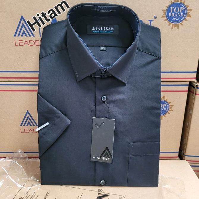 DF205>> Kemeja ALISAN Polos Pendek Reguler Pakaian Formal Pria Bahan Katun 100% Original