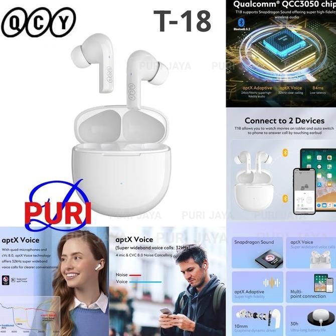 QCY T-18 Melobuds ANC Dual Connection TWS aptX cVc 8.0 Gaming T18 T 18 Original