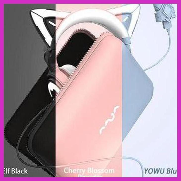 (LAPAKTEKNO) HEADPHONE YOWU 4 CUTE CAT WIRELESS HEADPHONES/ HEADSET WITH RGB GEN 4 NEWEST BLUETOOTH 
