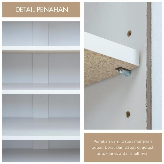 iFURNHOLIC Sassy Shoe Cabinet 400 - Rak / Lemari Sepatu Kayu Tertutup - Furniture Kaca Pintu