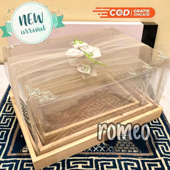 Kotak Seserahan Kayu Kotak Style Rustic Dengan Tutup Mika Kayu Jati Belanda