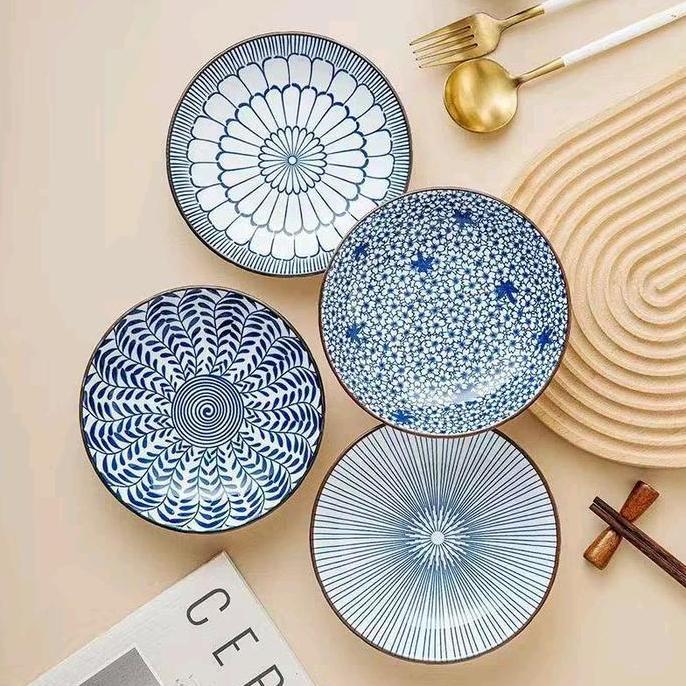 Dinner Set Keramik / 4 PCS Piring Jepang / Japanese Dinner/Salad Plate