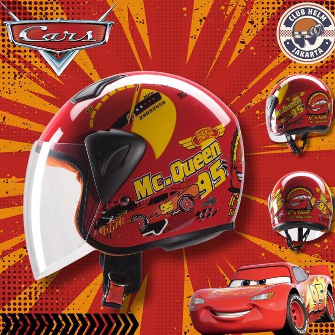 DS30 >> Helm Anak Junior Half Face Karakter Cars Mcqueen untuk Sepeda Motor