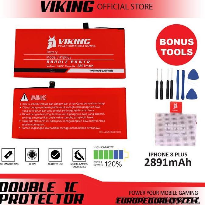 TERMURAH - VIKING Baterai Iphone 8 Plus Double Power