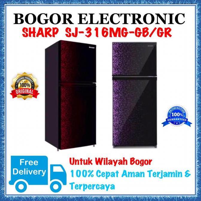 TERLARIS - KULKAS 2 PINTU SHARP SJ-316MG SHAR SJ316MGGB/GR KULKAS SHARP 2 PINTU