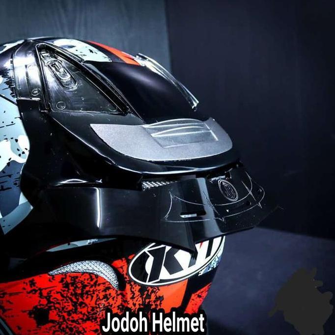 KYT HELM GALAXY SLIDE#5MOTIFBLACK RED+VISOR VENOM+SPOILER DOBEL VISOR