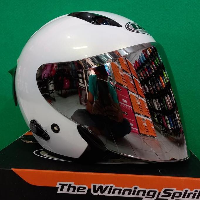 INK HELM METRO SOLID WHITE+VISOR IRIDIUM+SPOILER PAKET GANTENG