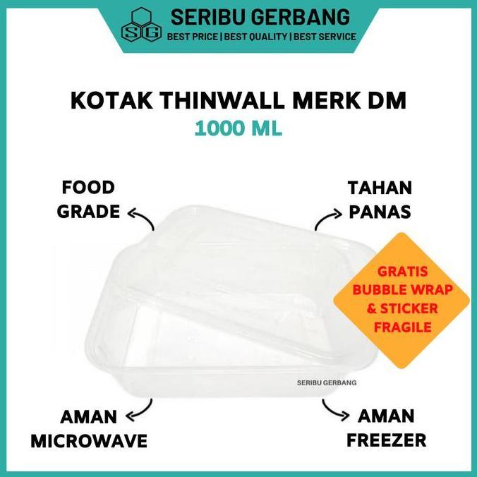 KOTAK MAKAN PLASTIK 1000ML THINWALL BOX TEMPAT TOPLES FOOD PACKAGING