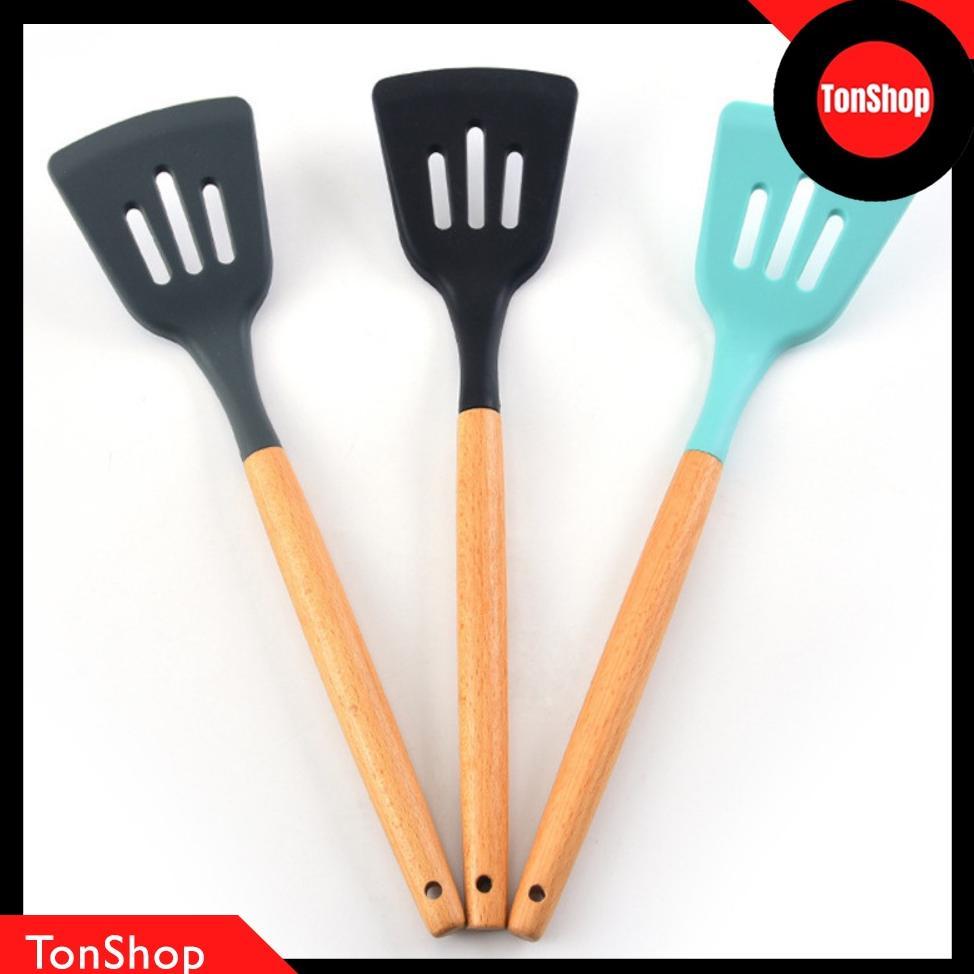Bisa Cod Sodet Silikon Gagang Kayu / Sodet Silikon Tahan Panas / Spatula Silikon Tahan Panas / Sutil