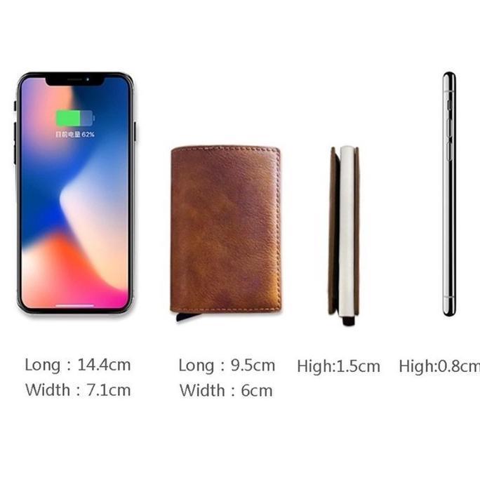 CSONLINEMALL Dompet Pria Kulit Wallet Card Holder RFID Mini Smart Wallet