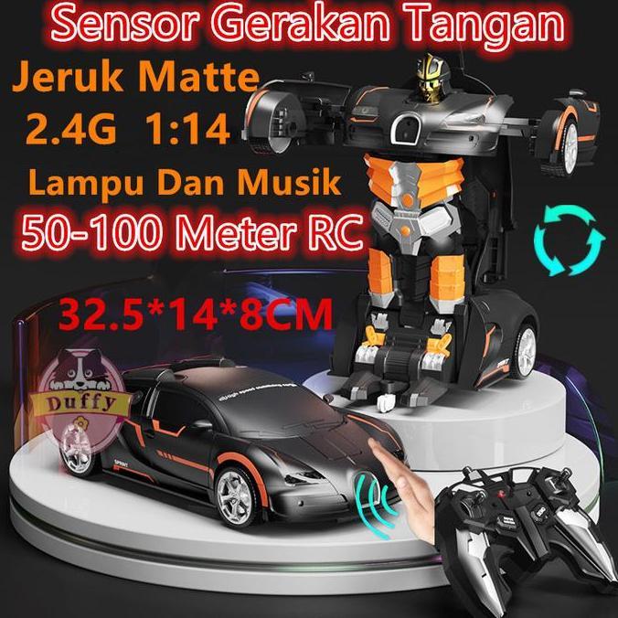 Duffy Toys  2.4G 1:14 Mainan Mobil Remote Control Besar / RC Car Deformasi Mobil Remot Jadi Robot Ba