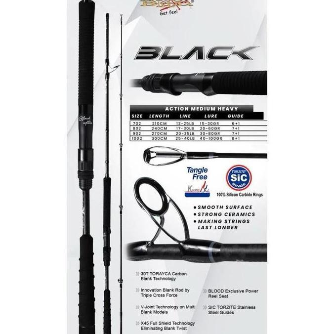 Joran Blood Black edition kuat ringan sambung 2 Torayca Carbon Blank Technology