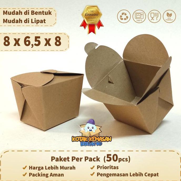 (Isi 50pcs) Food Pail Size S / Rice Bowl Box Kraft/ Lunch Box Take away