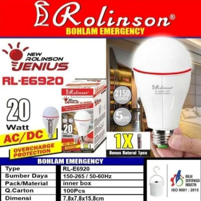 BOHLAM EMERGENCY ROLINSON/LAMPU EMERGENCY MENYALA SAAT MATI